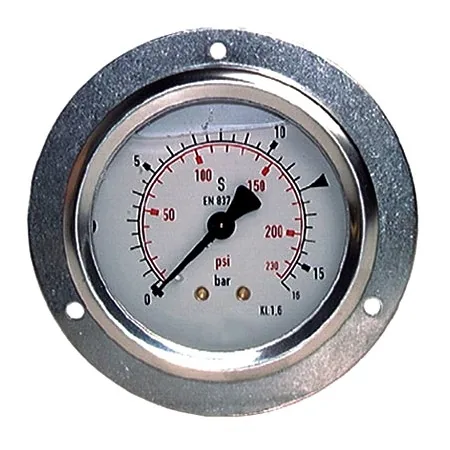 MSEG63-4 0-4 bar, Glycerinové nerezové manometry pr.63mm, zadní přípoj 1/4, do panelu