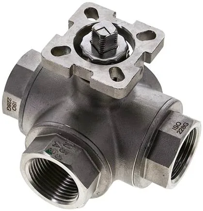KH 3/10 LF ES, 3cestný kulový kohout, přímo montovatelná příruba G 1" Otvor L