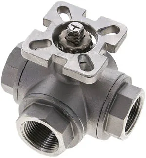 KH 3/34 TF ES, 3cestný kulový kohout, přímo montovatelná příruba G 3/4" Otvor T