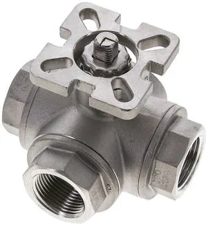 KH 3/34 LF ES, 3cestný kulový kohout, přímo montovatelná příruba G 3/4" Otvor L
