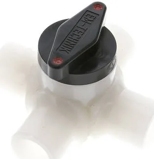 KH 124 D PVDF, 4cestný kulový kohout, PVDF, G 1/2", PN 10, průchozí díra