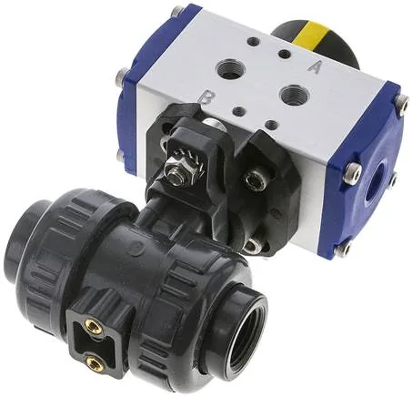 KH 12 PVCEP P, Pneumatický kulový kohout z PVC, Rp 1/2", dvojčinný, vnitřní závit, těsnění EPDM