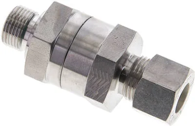 RHV 12 LR NC, Hydraulický zpětný ventil 12 L (M18x1,5)-G 3/8", Upínací kroužek 1.4571 (NC)