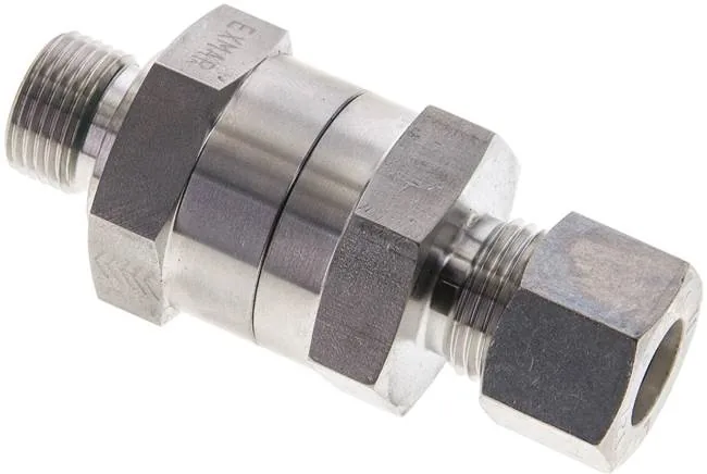 RHZ 12 LR NC, Hydraulický zpětný ventil 12 L (M18x1,5)-G 3/8", Upínací kroužek 1.4571 (NC)