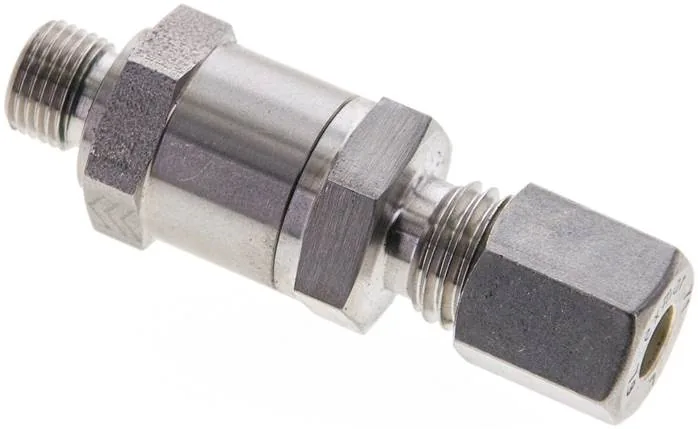 RHZ 6 LR NC, Hydraulický zpětný ventil 6 L (M12x1,5)-G 1/8", Upínací kroužek 1.4571 (NC)