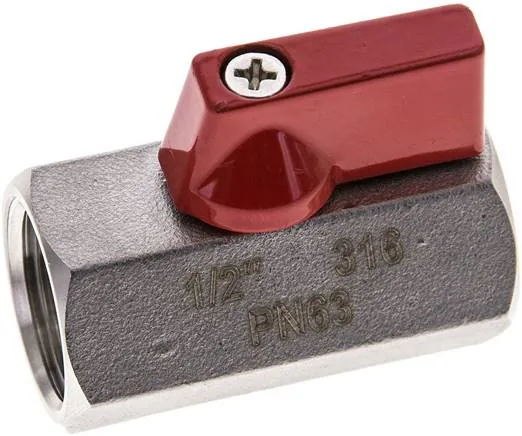 KH 12 MK ES E, Kulový kohout z nerezové oceli miniaturní G 1/2" vnitřní závit, PN 63