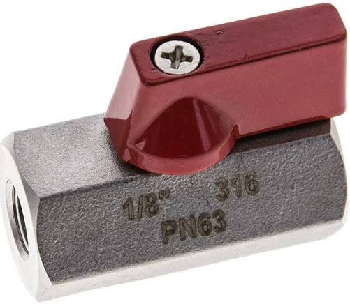 KH 18 MK ES E, Kulový kohout z nerezové oceli miniaturní G 1/8" vnitřní závit, PN 63