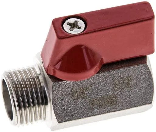 KH 38 MKIA ES E, Kulový kohout z nerezové oceli miniaturní G 3/8" vnitřní závit/Vnější závit, PN 63