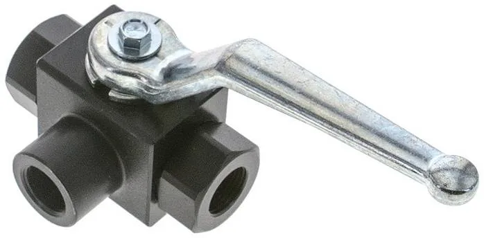 KH 3/38 T HD-D3, Vysokotlaký 3cestný kulový kohout, Otvor T, G 3/8", 0 až 400 bar