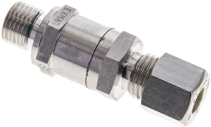 RHZ 8 LR NC, Hydraulický zpětný ventil 8 L (M14x1,5)-G 1/4", Upínací kroužek 1.4571 (NC)