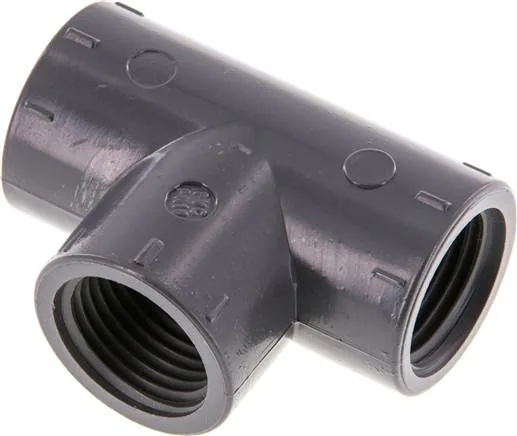 T 12 PVC, T-kusy s vnitřním závitem – PVC-U (pouze pro plastové závity), PN 16