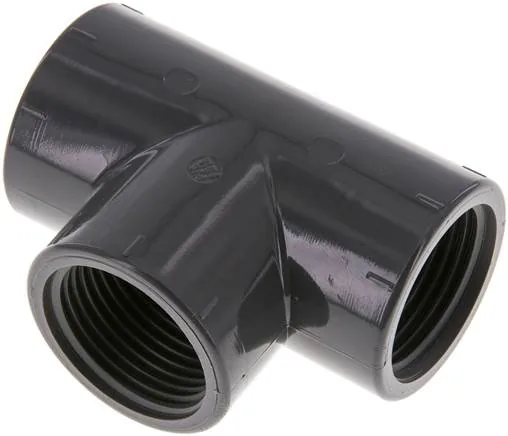T 10 PVC, T-kusy s vnitřním závitem – PVC-U (pouze pro plastové závity), PN 16