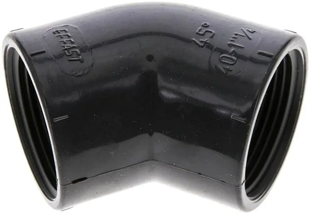 W 11445 PVC, Úhel 45° s vnitřním závitem - PVC-U (pouze pro plastové závity), PN 16