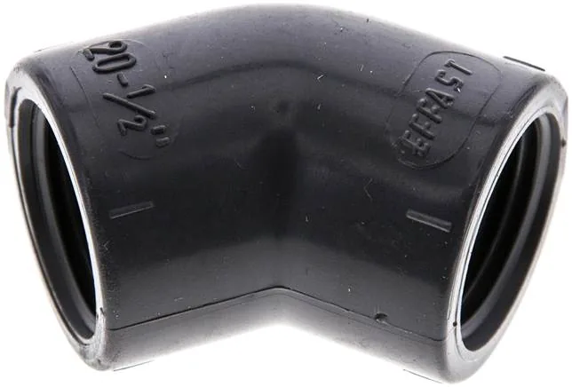 W 1245 PVC, Úhel 45° s vnitřním závitem - PVC-U (pouze pro plastové závity), PN 16