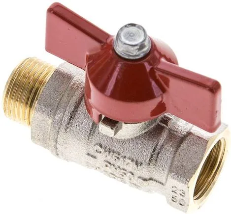 KH 38 B IA KN, Mosazný kulový kohout, krátký, G 3/8" (AG/IG), -0,9 až 50 bar