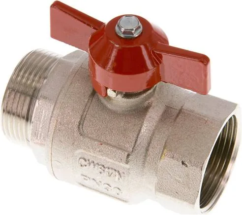 KH 114 B IA KN, Mosazný kulový kohout, krátký, G 1-1/4" (AG/IG), -0,9 až 30 bar