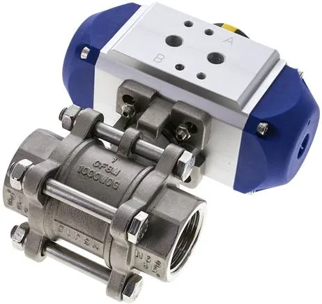KH 10 P ES, Pneumatický kulový kohout z nerezové oceli, G 1", dvojčinný