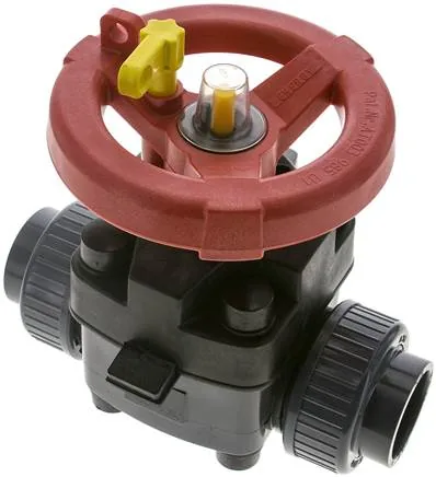 PVCMVH 40 EPDM, Membránový ventil PVC (ruční) PVC / EPDM, 40 mm Mufna k vlepení