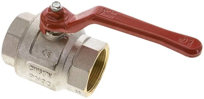KH 112 B, Mosazný kulový kohout, krátký, G 1-1/2", -0,9 až 30 bar, plný průchod