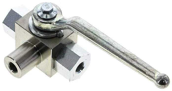 KH 3/18 L HD-GK, Vysokotlaký 3cestný kulový kohout, Otvor L, G 1/8", 0 až 500 bar