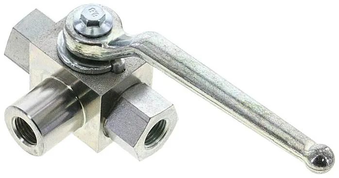 KH 3/14 L HD-GK, Vysokotlaký 3cestný kulový kohout, Otvor L, G 1/4", 0 až 500 bar