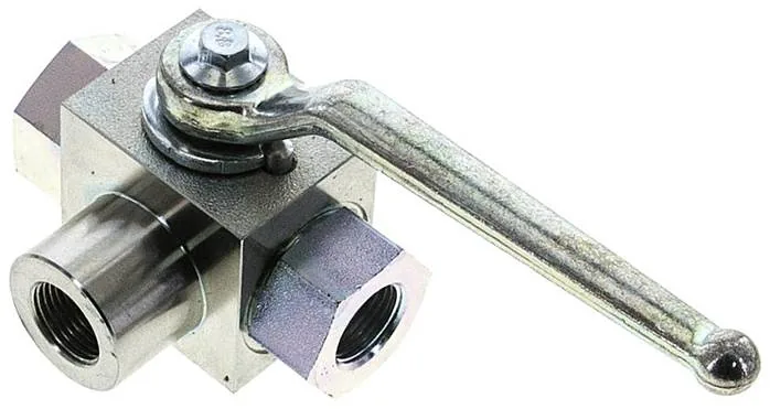 KH 3/38 L HD-GK, Vysokotlaký 3cestný kulový kohout, Otvor L, G 3/8", 0 až 500 bar
