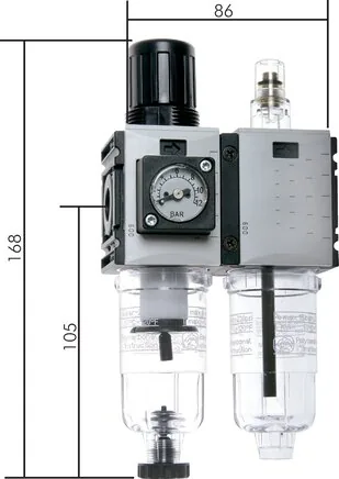 CL 014-10 F M AM, Jednotky údržby vzduchu 2dílné – konstrukční řada Futura 0, 800 l/min