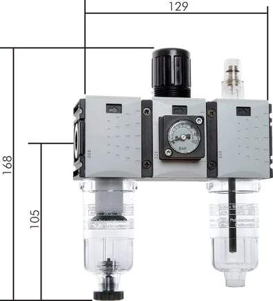 CL 0143-4 F M, Jednotky údržby vzduchu 3dílné – konstrukční řada Futura 0, 800 l/min