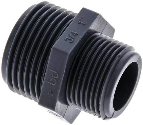 DN 1034 PP B, Dvojitá vsuvka s válcovým závitem - polypropylen, PN 10
