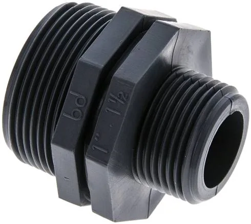 DN 11210 PP B, Dvojitá vsuvka s válcovým závitem - polypropylen, PN 10