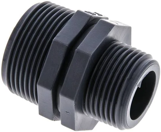 DN 11410 PP B, Dvojitá vsuvka s válcovým závitem - polypropylen, PN 10
