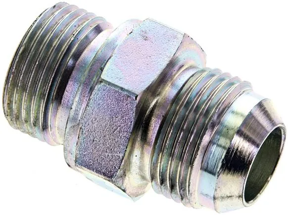 DN M27-11/16, Dvojitá vsuvka s metrickým závitem G/závitem JIC (vnější), do 310 bar