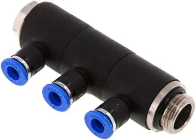 IQSLV3 386 G, Nástrčný vícenásobný rozdělovač, 3násobný G 3/8"-6 mm, IQS standard