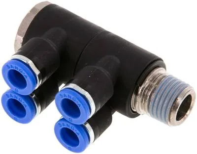 IQSLV4 146, Nástrčný vícenásobný rozdělovač, 4násobný R 1/4"-6 mm, IQS standard