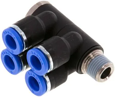 IQSLV4 186, Nástrčný vícenásobný rozdělovač, 4násobný R 1/8"-6 mm, IQS standard
