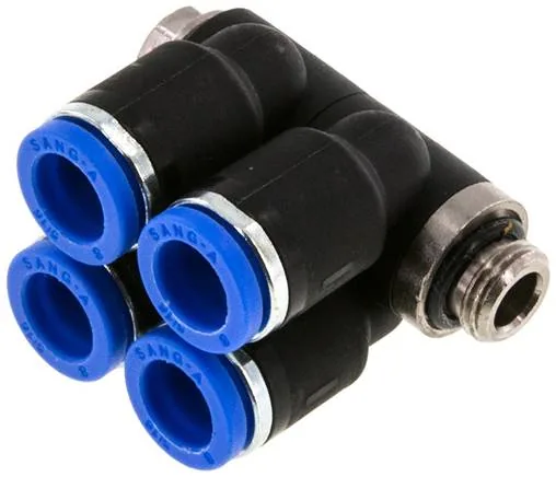 IQSLV4 188 G, Nástrčný vícenásobný rozdělovač, 4násobný G 1/8"-8 mm, IQS standard
