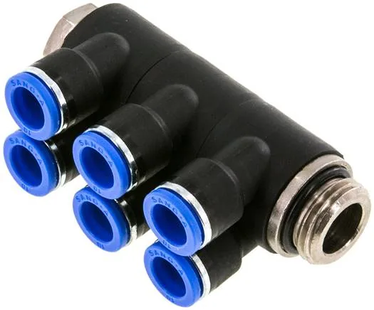 IQSLV6 1210 G, Nástrčný vícenásobný rozdělovač, 6násobný G 1/2"-10 mm, IQS standard