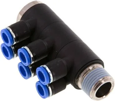 IQSLV6 128, Nástrčný vícenásobný rozdělovač, 6násobný R 1/2"-8 mm, IQS standard