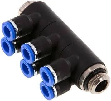 IQSLV6 146 G, Nástrčný vícenásobný rozdělovač, 6násobný G 1/4"-6 mm, IQS standard