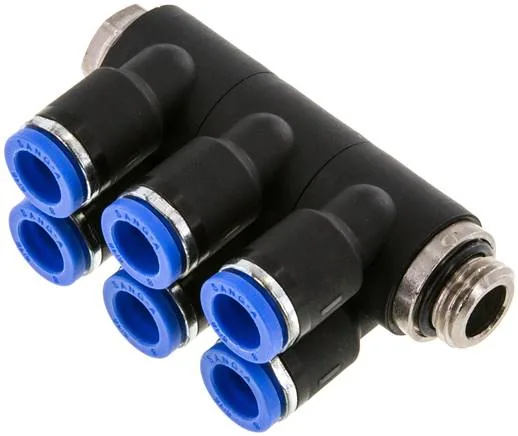 IQSLV6 148 G, Nástrčný vícenásobný rozdělovač, 6násobný G 1/4"-8 mm, IQS standard
