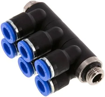 IQSLV6 186 G, Nástrčný vícenásobný rozdělovač, 6násobný G 1/8"-6 mm, IQS standard