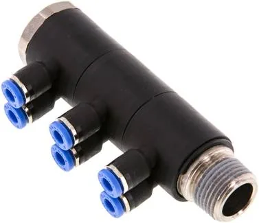 IQSLV6 384, Nástrčný vícenásobný rozdělovač, 6násobný R 3/8"-4 mm, IQS standard