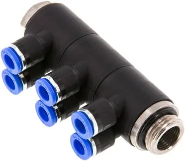 IQSLV6 386 G, Nástrčný vícenásobný rozdělovač, 6násobný G 3/8"-6 mm, IQS standard