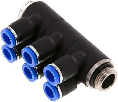 IQSLV6 388 G, Nástrčný vícenásobný rozdělovač, 6násobný G 3/8"-8 mm, IQS standard