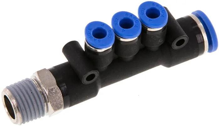 IQST3 1484, Nástrčný vícenásobný rozdělovač R 1/4"-8 mm-4 mm, IQS standard