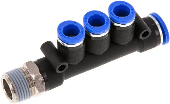 IQST3 38108, Nástrčný vícenásobný rozdělovač R 3/8"-10 mm-8 mm, IQS standard