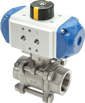 KH 40 P FS ES-AS, Pneumatický kulový kohout z nerezové oceli, 114,3 mm, Pružina – zavírající