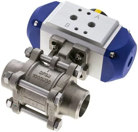 KH 10 P ES-AS, Pneumatický kulový kohout z nerezové oceli, 33,7 mm, dvojčinný
