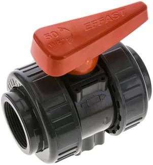 KH 112 PVCFKM, Kulový kohout, PVC-U / FKM, Rp 1-1/2" (průmyslové provedení)