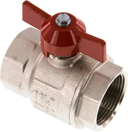 KH 114 B KN, Mosazný kulový kohout, krátký, G 1-1/4", -0,9 až 30 bar, plný průchod
